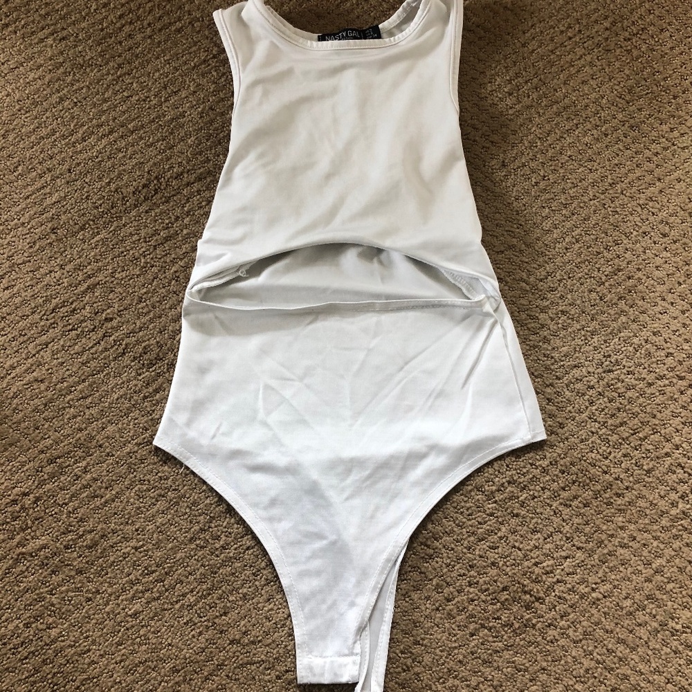 Nasty Gal White Cut-Out Bodysuit